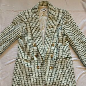 Bar11 White and Green Tweed Blazer